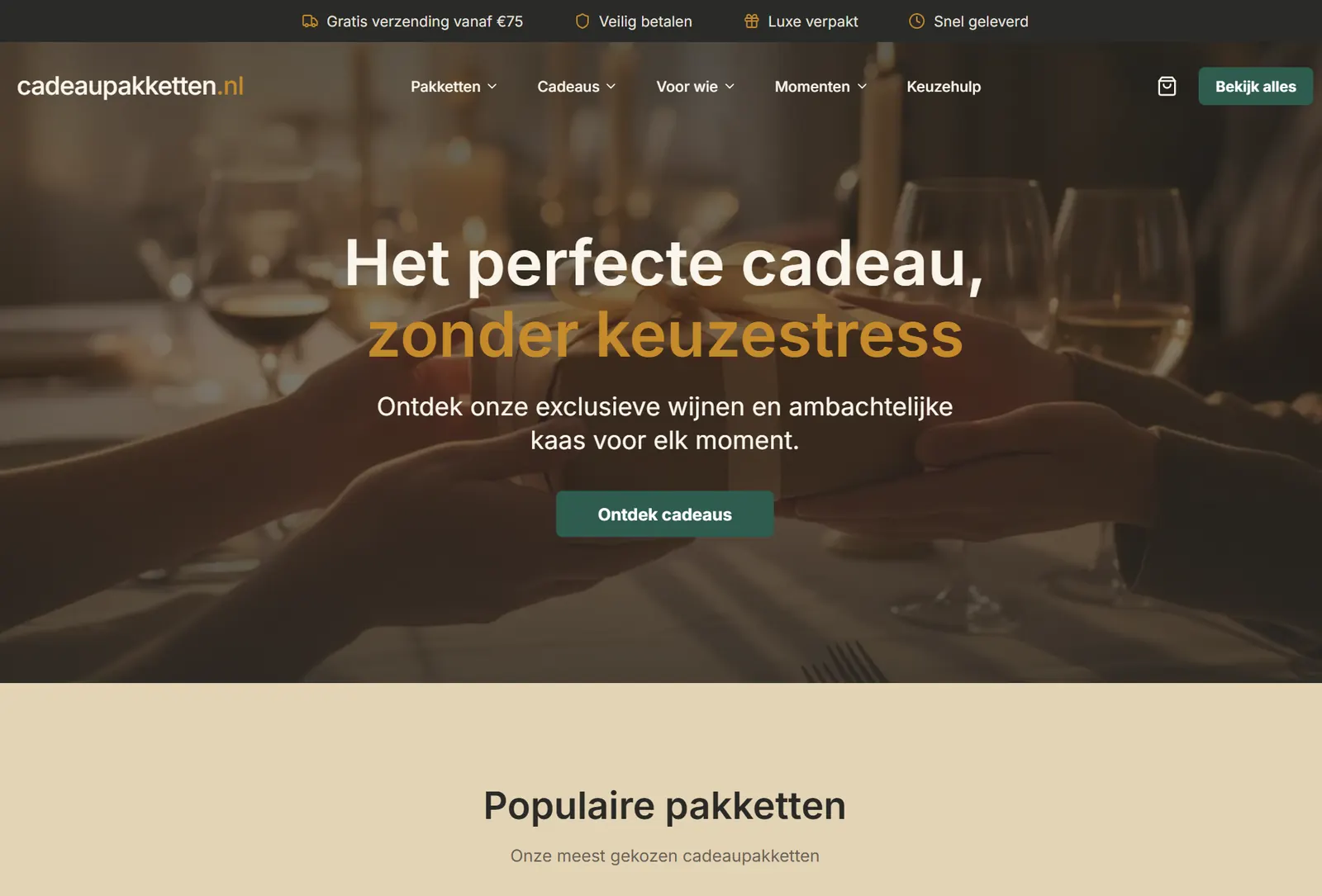 Cadeaupakketten.nl — Drie shops, één merk
